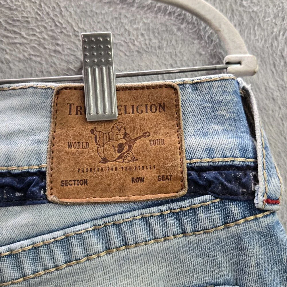 True Religion Men Jeans 30 Blue Denim Geno Relaxed Slim Light Wash 32